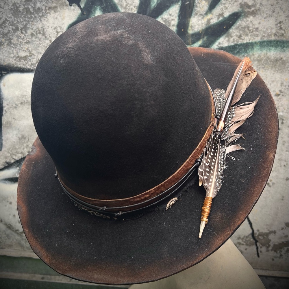 GIMME SHELTER Custom Upcycled Vintage Dynafelt Cowboy Hat